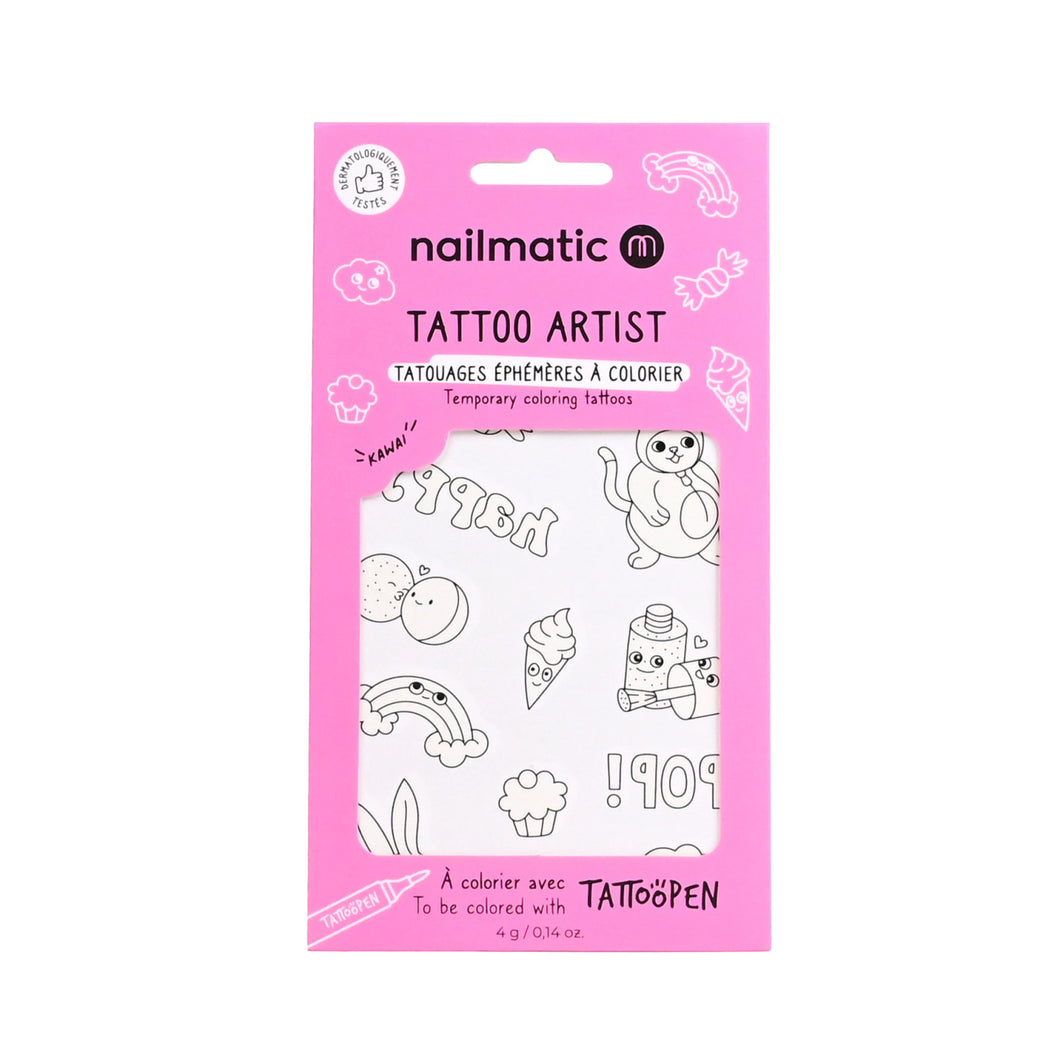 Nailmatic Kids / 12 Coloring Tattoos / Kawai