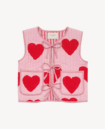 Sissel Mini / Honey Mini Quilted Vest / Red Hearts