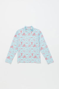 Maison Mangostan / Table Cloth Top / Light Blue - Red