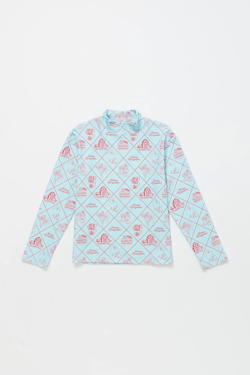 Maison Mangostan / Table Cloth Top / Light Blue - Red