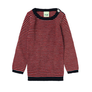 FUB / BABY / Rib Blouse / Ecru Navy Signal Red