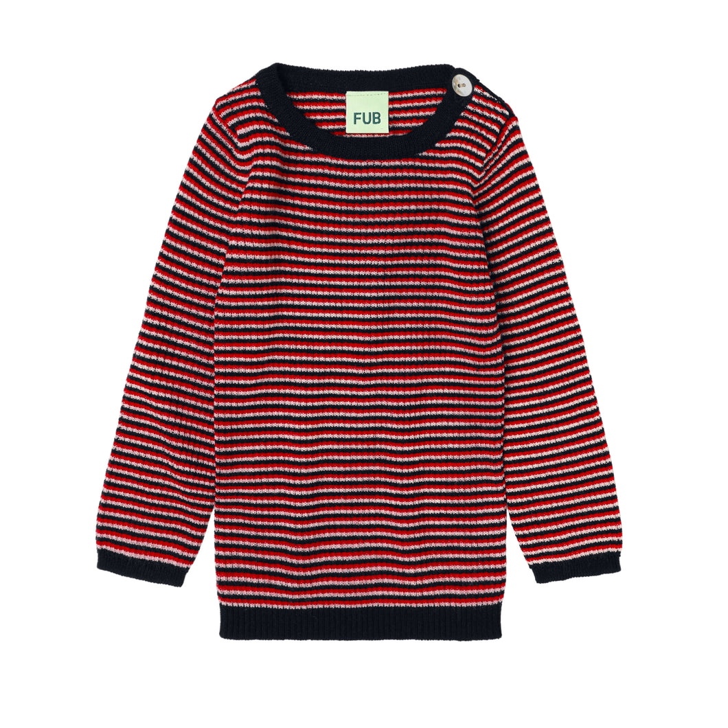 FUB / BABY / Rib Blouse / Ecru Navy Signal Red