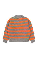 Load image into Gallery viewer, Tinycottons / KID / Stripes Mockneck Sweater / Warm Grey - Summer Red
