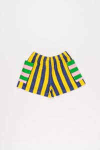 Maison Mangostan / Stripes Terry Shorts / Yellow - Blue