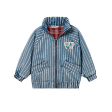 Load image into Gallery viewer, Goldie + Ace / Denim Jacket / Hey Buddy Pinstripe