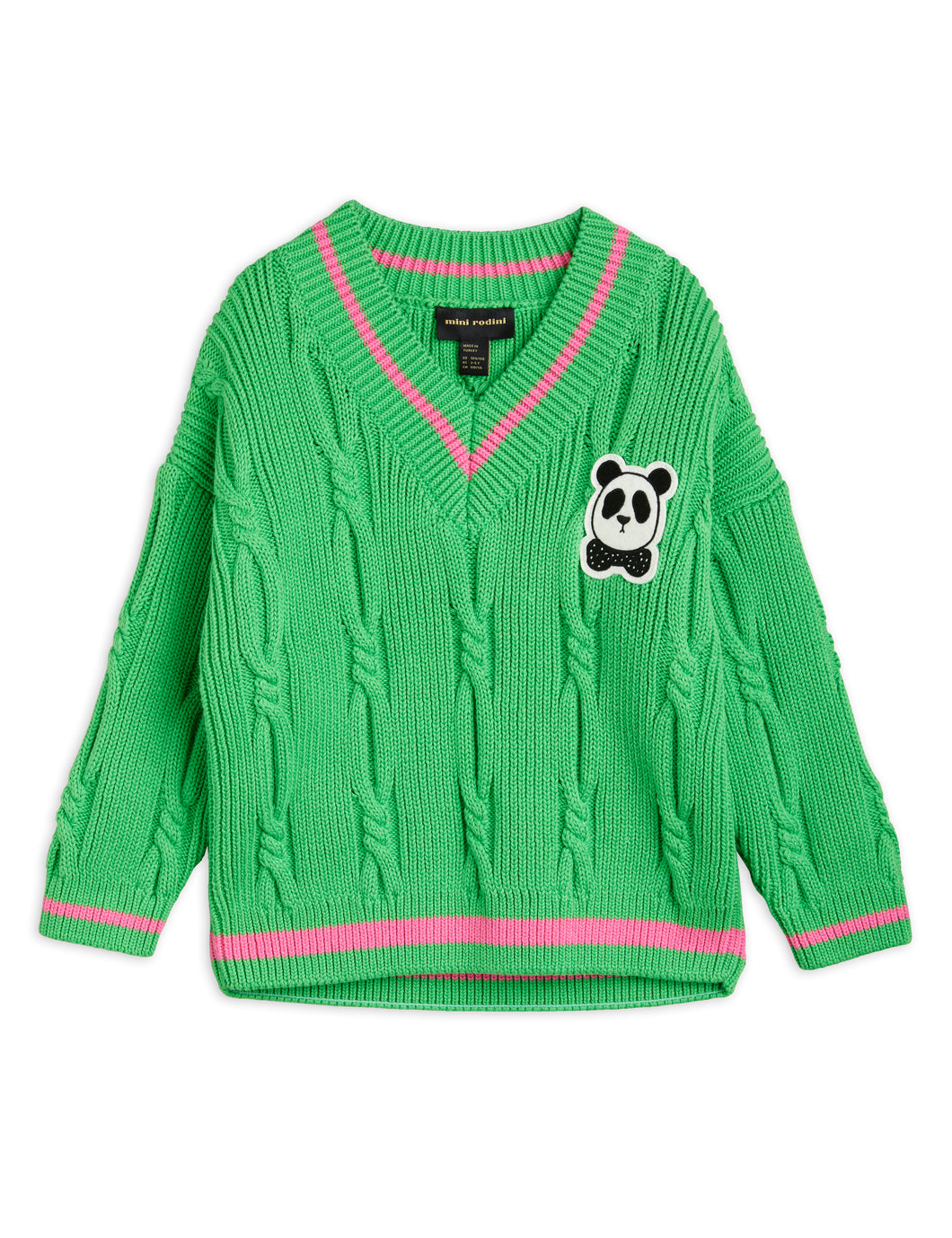 Mini Rodini / Knitted V-Neck Sweater / Panda
