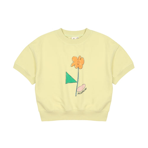 Jellymallow / Orange Flower Short Sweatshirt / Yellow