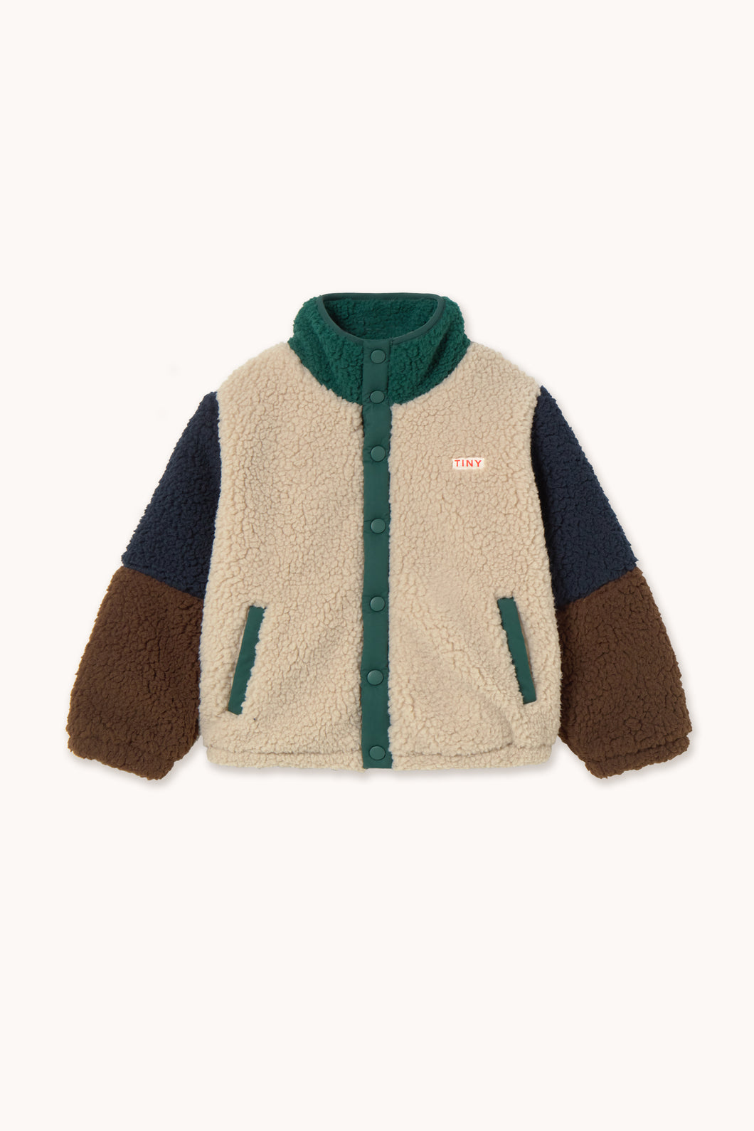 Tinycottons / KID / Color Block Sherpa Jacket / Beige