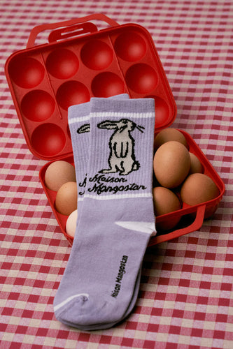 Maison Mangostan / Rabbit Logo Short Socks / Lilac