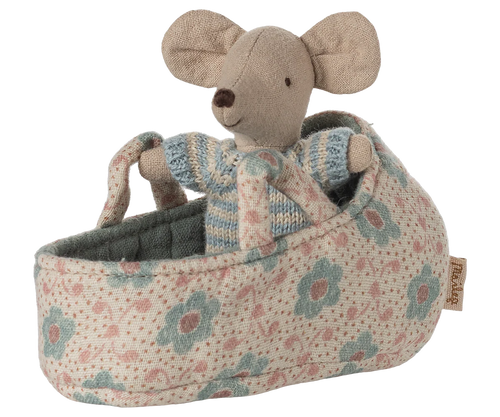 Maileg / Baby Mouse in carry cot