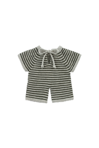 We Are Gommu / Big Stripes Long One-Piece / Green-Grey