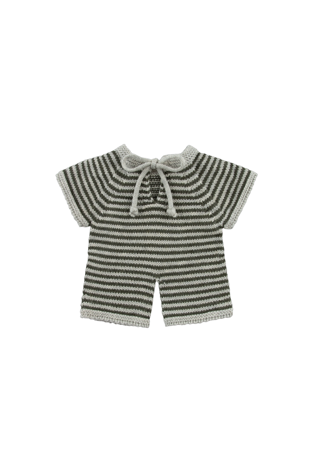 We Are Gommu / Big Stripes Long One-Piece / Green-Grey