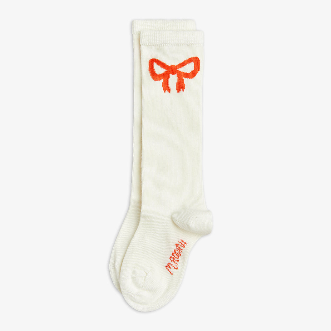 Mini Rodini / PRE SS25 / Knee-High Socks / Bow / Offwhite