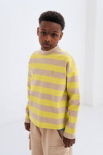 Load image into Gallery viewer, Repose AMS / Oversized Boxy Sweater / Neon Lime Sand Block Stripe