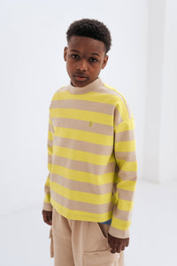 Repose AMS / Oversized Boxy Sweater / Neon Lime Sand Block Stripe