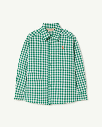 The Animals Observatory / KID / Squares Wolf Shirt / Green Logo