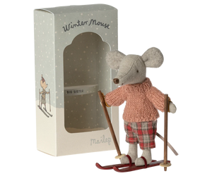 Maileg / Big Sister / Winter Mouse With Ski Set