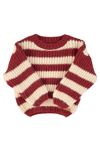Piupiuchick / KID / Sweater / Knitted Bordeaux Pink Stripes