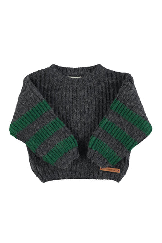 Piupiuchick / KID / Sweater / Knitted Grey Green Stripes