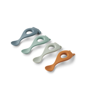 Liewood / Liva / Silicone Spoon 4-Pack / Whale Blue Multi