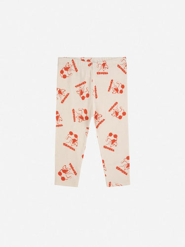 Leggings with red pattern on a white background