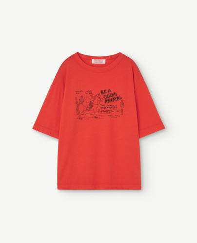 The Animals Observatory / KID / Rooster Oversized T-Shirt / Red