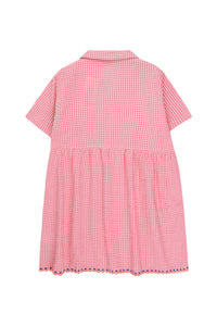 Tinycottons / KID / Flamingos V Neck Dress / Dark Pink