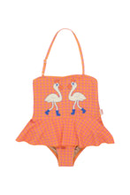 Load image into Gallery viewer, Tinycottons / KID / Flamingos Swimsuit / Marigold - Dark Pink