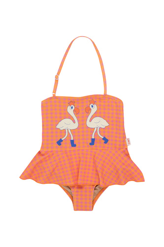 Tinycottons / KID / Flamingos Swimsuit / Marigold - Dark Pink