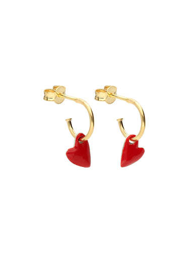 Selva Sauvage / Earring / Large Hoops / Heart / Red