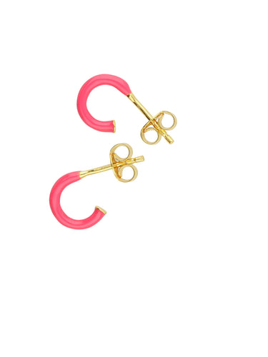 Selva Sauvage / Earring Enamel Hoops / Fuchsia