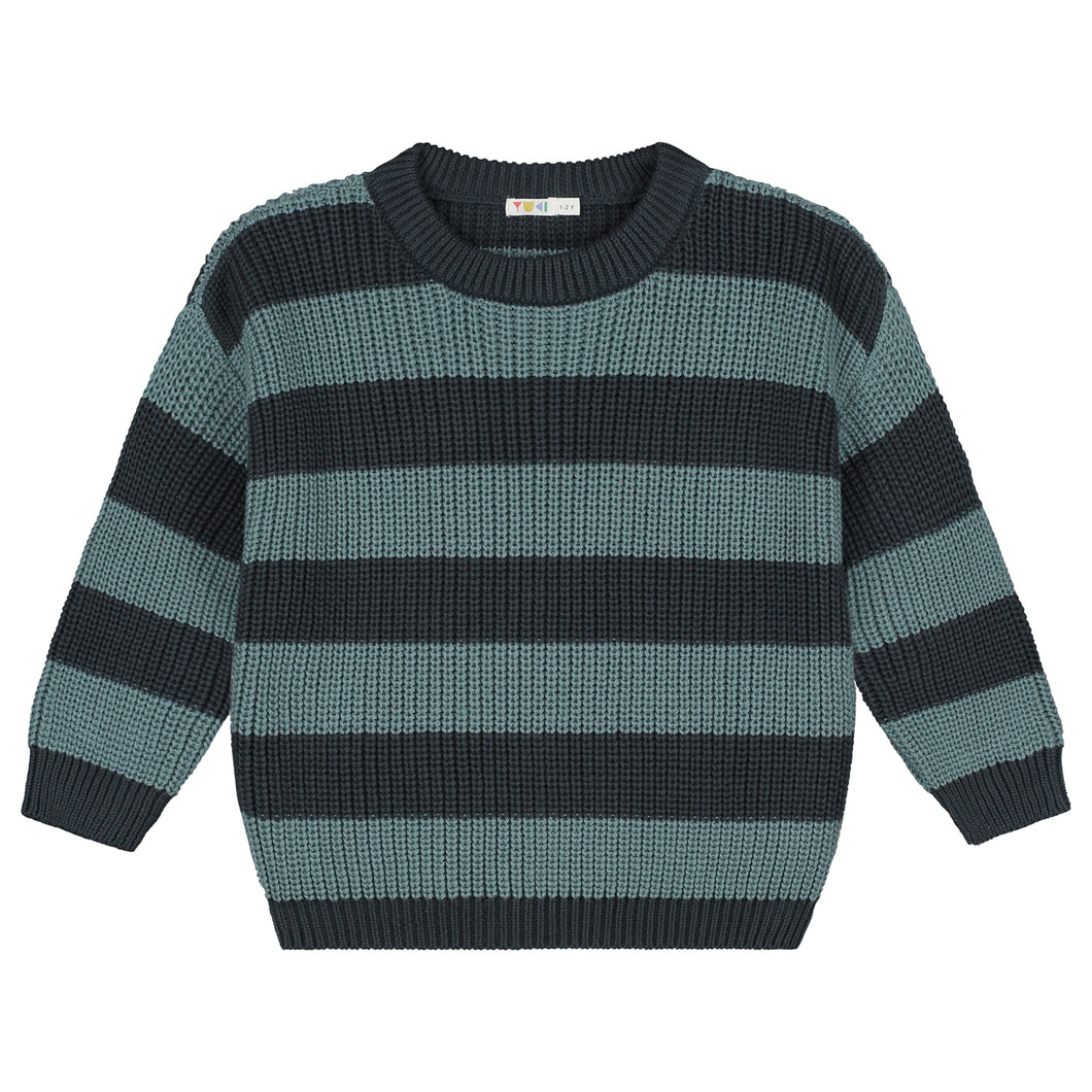 Yuki / Stripes Knitted Sweater / Blue Monday
