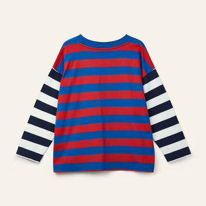 Wynken / Duo Stripe Tee / Ladybird - Slow Blue
