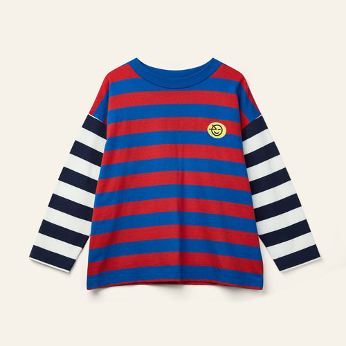 Wynken / Duo Stripe Tee / Ladybird - Slow Blue