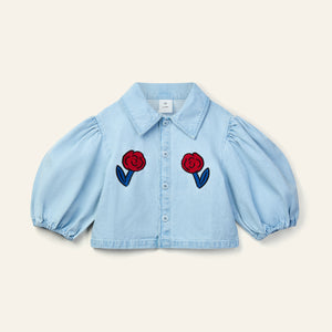 Wynken / Anka Bolero Jacket / Pale Bleached Washed Denim