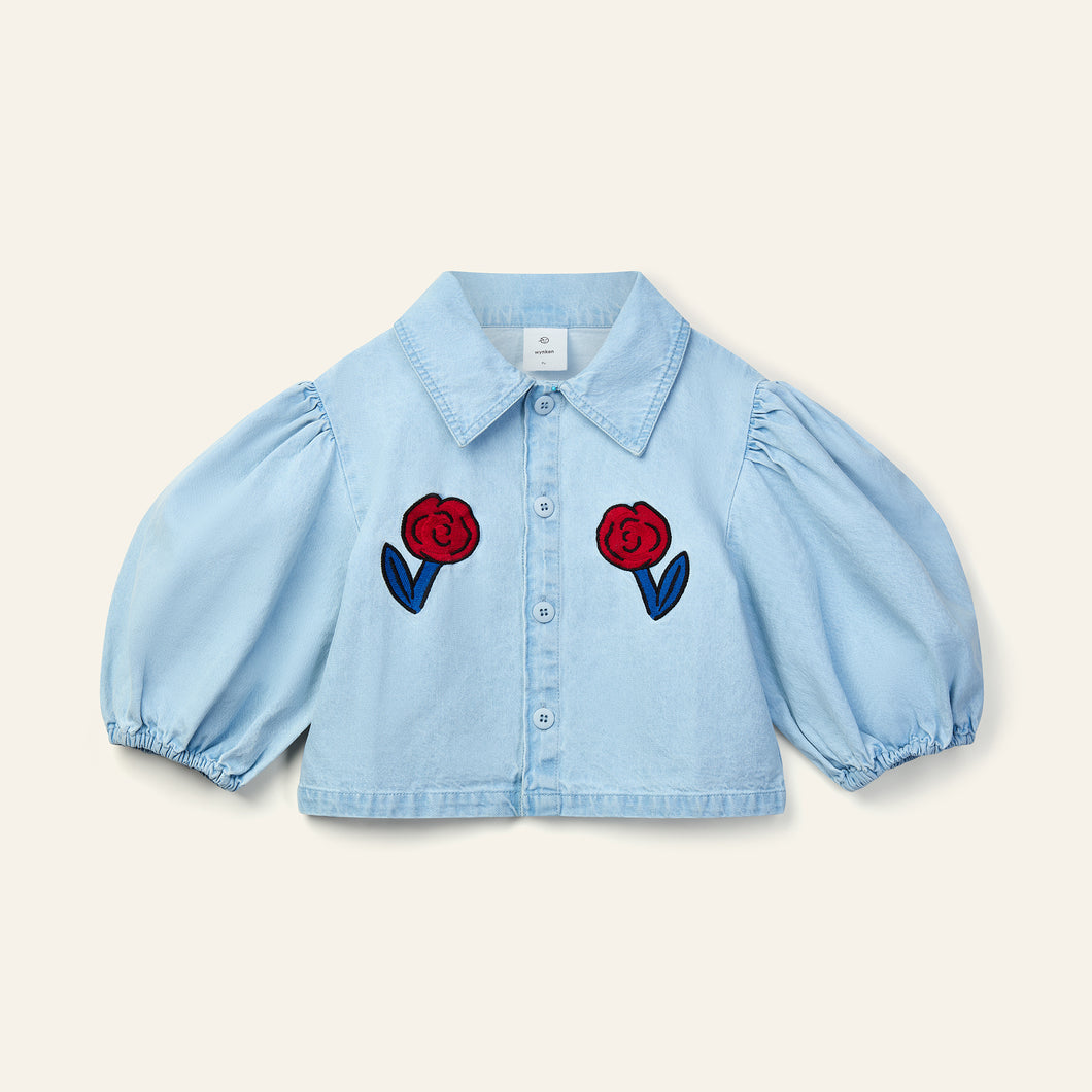 Wynken / Anka Bolero Jacket / Pale Bleached Washed Denim