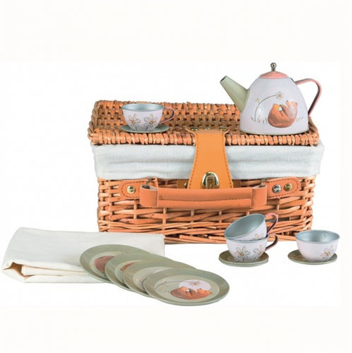 Egmont Toys / Tin Tea Set In A Wicker Basket