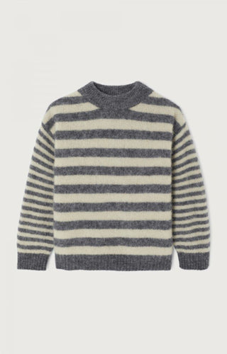 American Vintage / Pull / Vitow / Acier Chine Raye Houmous