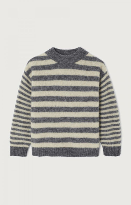American Vintage / Pull / Vitow / Acier Chine Raye Houmous