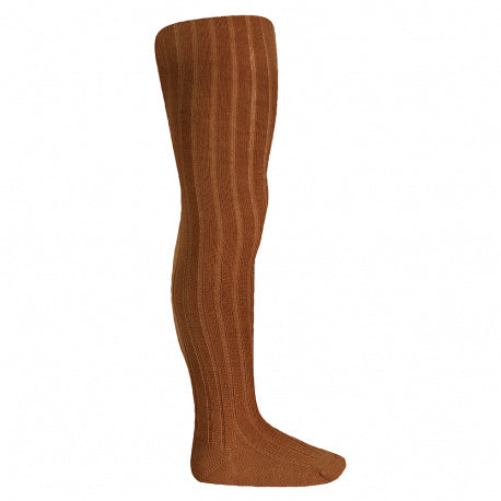 Condor / Merino Wool Blend Rib Tights / Chocolate