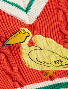 Mini Rodini / PRE AW23 / Knitted V-Neck Sweater / Pelican