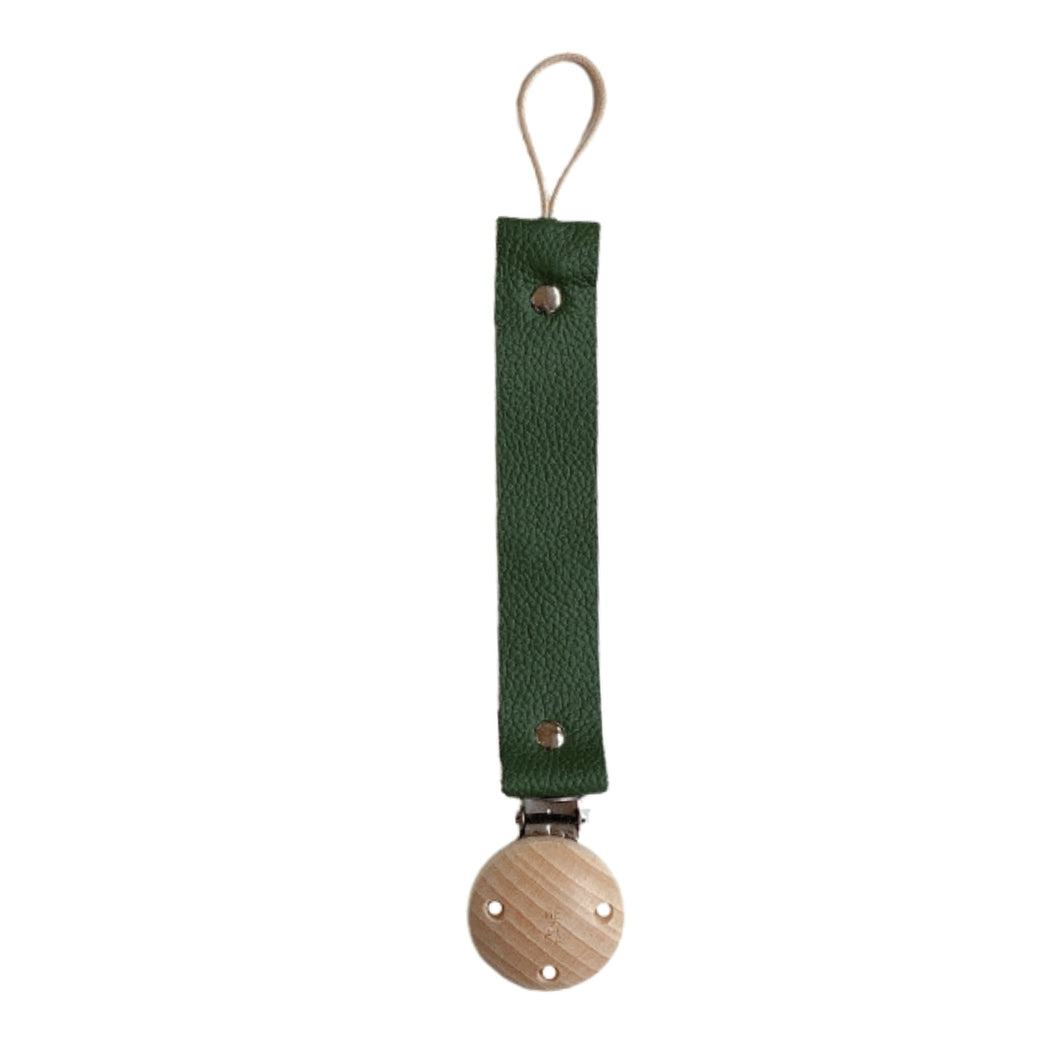 Bezisa / Leather Pacifier Clip / Speenkoord / Dark Green
