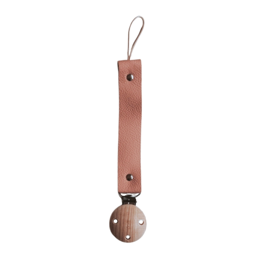 Bezisa / Leather Pacifier Clip /Speenkoord / Blush