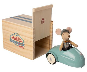 Maileg / Mouse car with garage / Little Brother / Blue