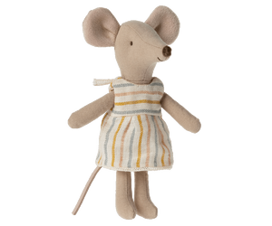 Maileg / Mouse in Box / Big Sister / Striped Dress / White