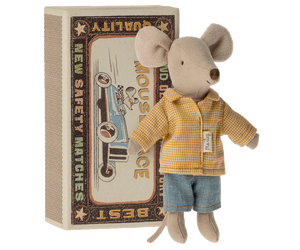 Maileg / Mouse in Box / Big Brother / Yellow Checked Shirt