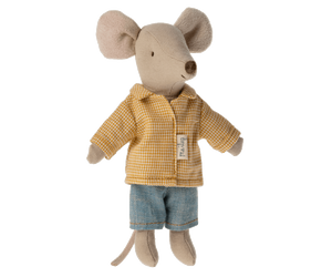 Maileg / Mouse in Box / Big Brother / Yellow Checked Shirt